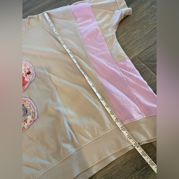 Women’s Easel Patchwork Flower Oversized Tee Small Cotton - Picture 6 of 8